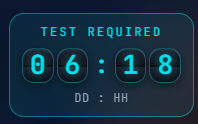 Per-tank countdown showing days and hours until the next required test